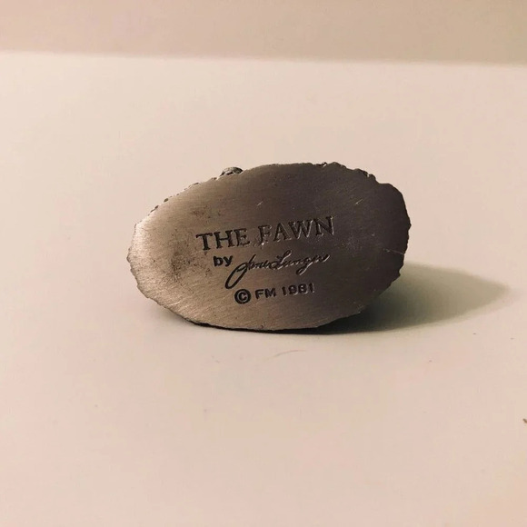 1981 Jane Lunger Pewter The Fawn Franklin Mint Woodland Animal Mini Figurine - Picture 6 of 9